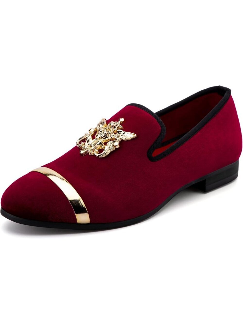 Meijiana Men's Red13 Microfiber Loafers Buckle PU Leather Weeding Dress Shoes